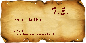 Toma Etelka névjegykártya
